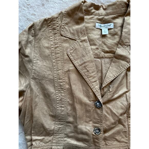 Coldwater Creek Gold Metallic Belted Jacket Size Large - Picture 4 of 8